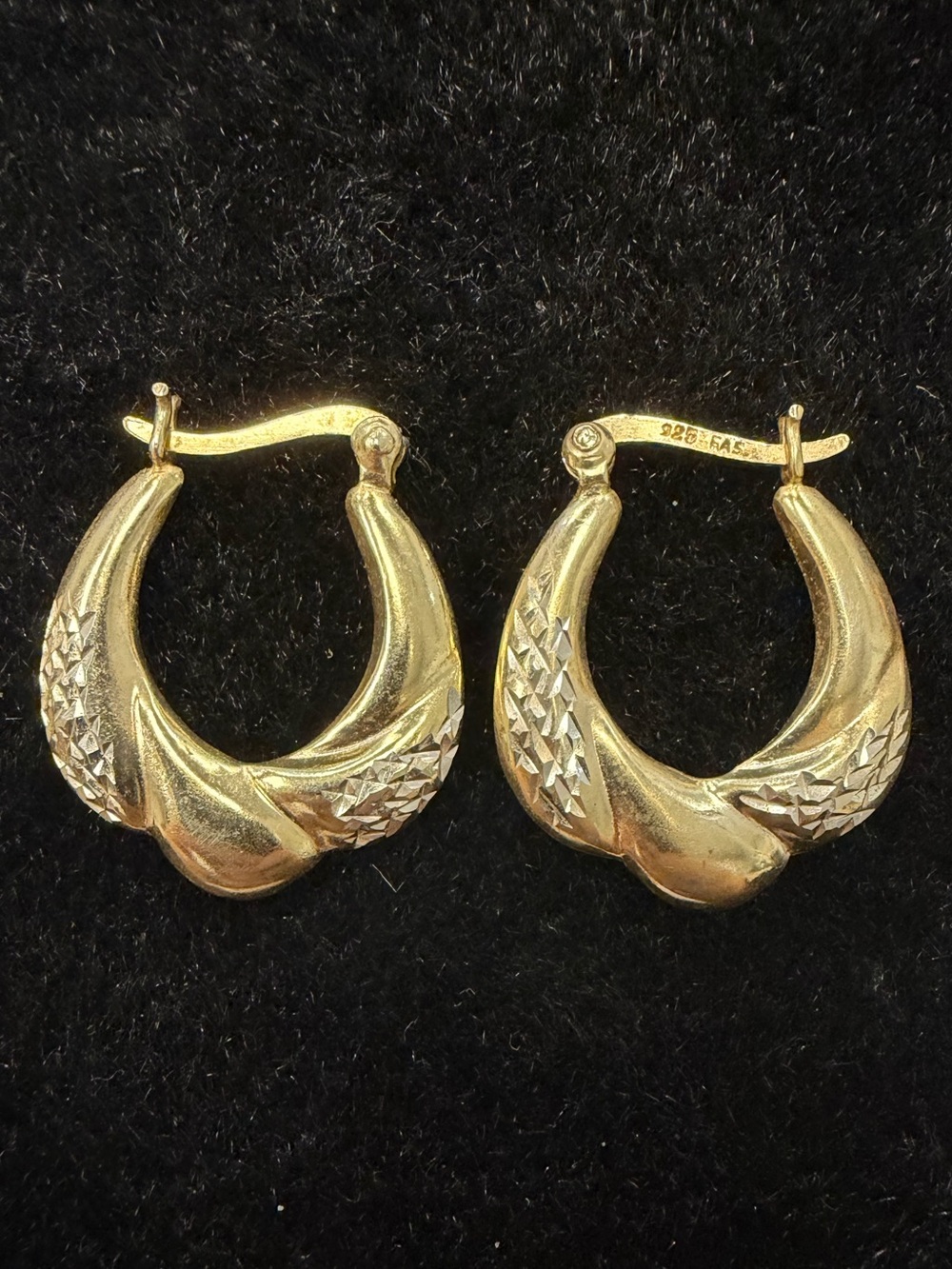Sterling Silver Gold Plated Hollow Hoops Medium Size